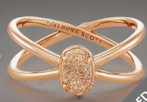 Kendra Scott Emilie Double Rose Gold Sand Drusy Band Ring